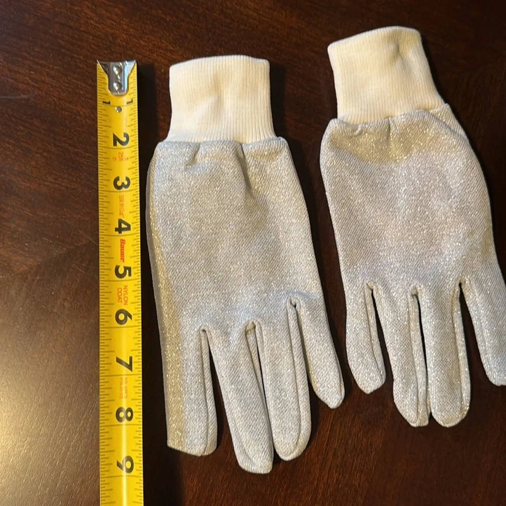 White & Silver Sparkle Gloves-See Photos For Measurements